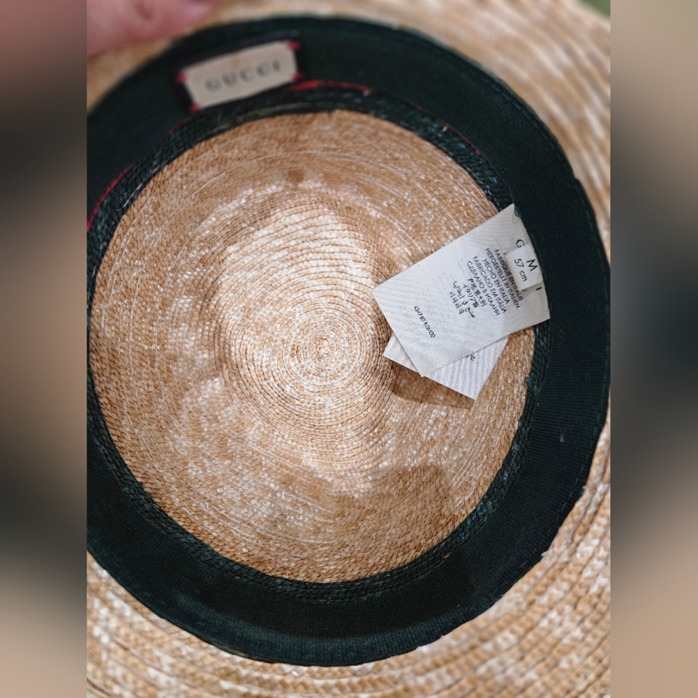 Gucci Trilby Straw Hat with Red and Green Stripe Size M EUC COMES W/ TAGS& BOX - Picture 11 of 16